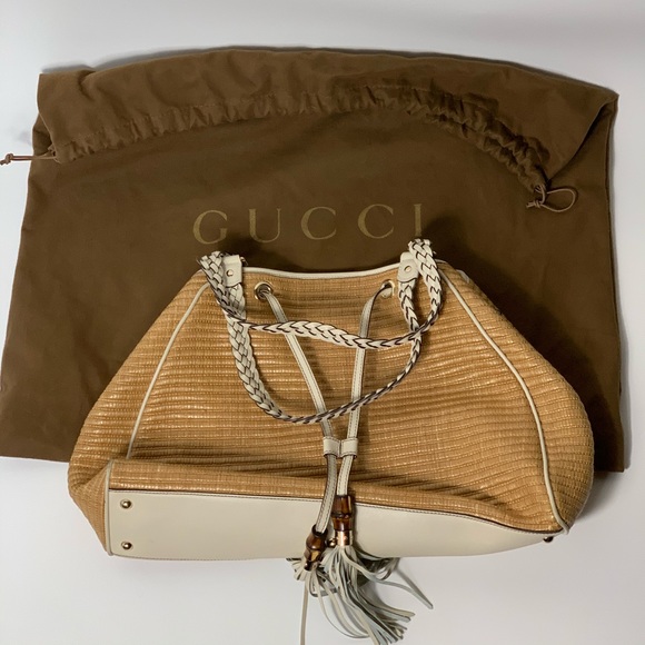 Sold Gucci Raffia Peggy Bamboo Tote - Picture 3 of 8